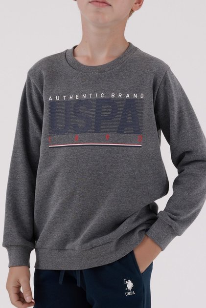 Boys' Cotton 3 Thread Anthracite Crew Neck Bottom-Top Set Q3Pkl3Kk10