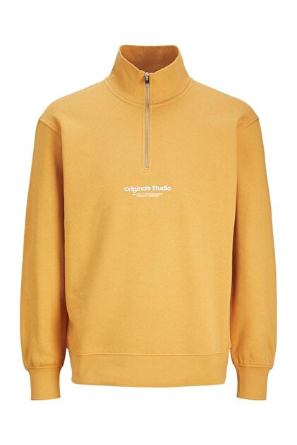 Jack & Jones Erkek Sarı Jorvesterbro Sweat Quarter Zip Hn Noos