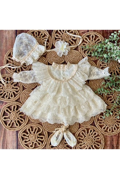 Cream Baby Girl Dress Set
