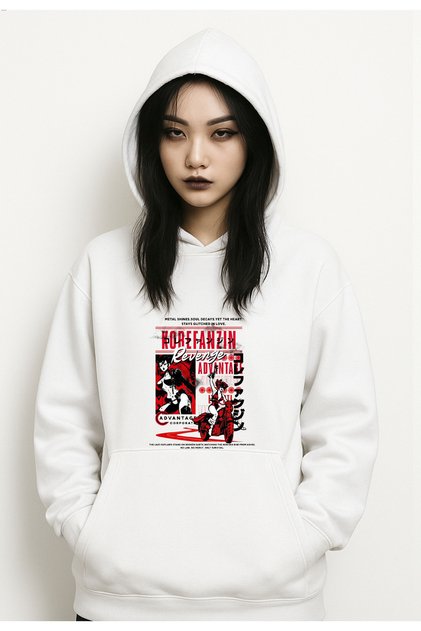 Japanese Vengeance Style Anime Black Basic Sweatshirt Hoodie