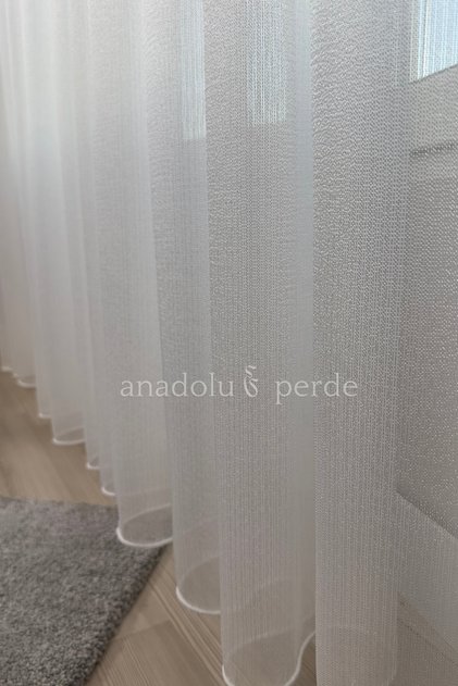 Canadian Striped Tulle Curtain 1/3 Dense Pleat Ecru with Lead Line Suitable for Living Room, Sitting Room, and Any Room
