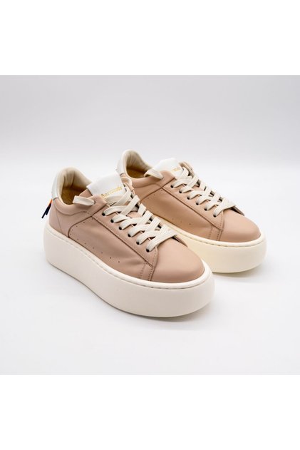 GENUINE BEIGE LEATHER WOMEN'S SNEAKERS