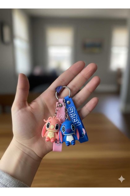 2 Adet Silikon Anahtarlık ve Çanta Süsü Figür Sevimli Stitch