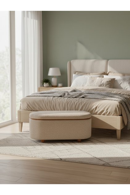 Modern oval storage bench, 109 cm, in various colors