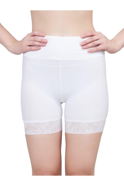 Women's Lace Trimmed Anti-Chafing Slip Shorts Seamless Mid-Thigh Boyshorts Underwear,