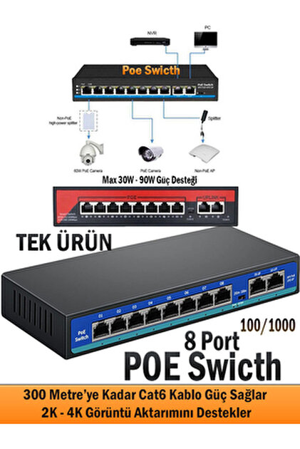 ZTECH ZR-1008 8+2 POE SWITCH 125W MEGABIT WATCHDOG - Fiyatı, Yorumları