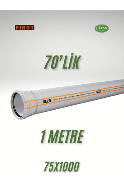 FIRAT 75X1000 DUBLEX PVC BORU 70'LİK 1 METRE 70X2000 OLUK İNİŞ BORUSU 3.2MM KALINLIK