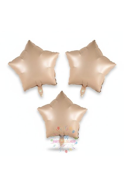 Istoç Sand Beige Color Star Foil Balloon 3 Pieces