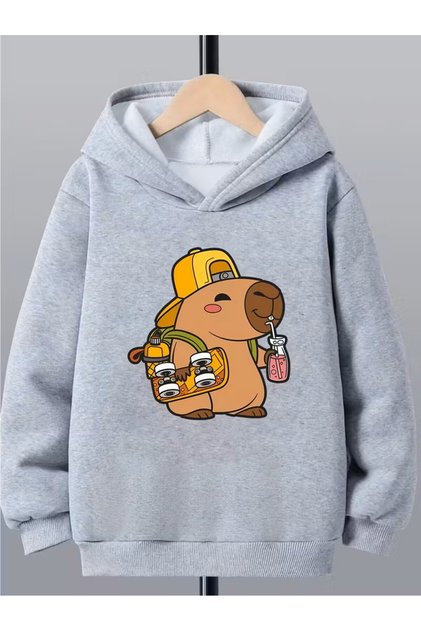 Capybara Printed Hooded Sweatshirt