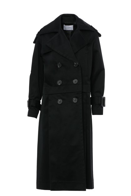 Eteği Çıkarılabilir Kol Üstü Kemer Tokalı Siyah Trenchcoat