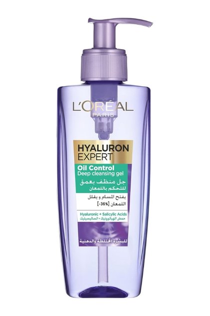 جل التنظيف العميق هيالورون إكسبيرت للتحكم في الزيوت من لوريال باريس مع حمض الهيالورونيك - 200 مل