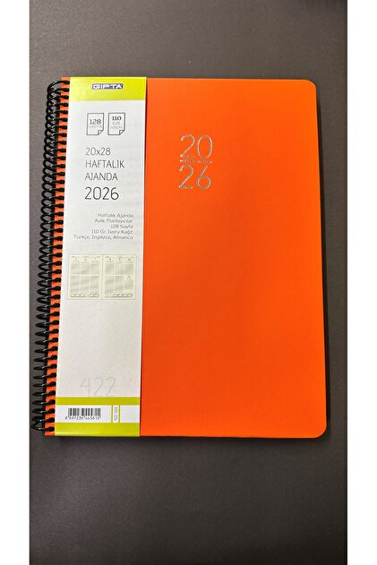 アソシ・AS6007・新品未開封品 Gıpta AJANDA 2026 Spiralli Haftalık Ajanda Sert Kapak 20*28 Cm 422