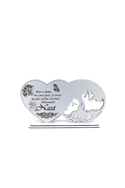 Decoratiune blank inima copacul vietii, personalizata cu mesaj standard pentru Nasa, 30X16CM