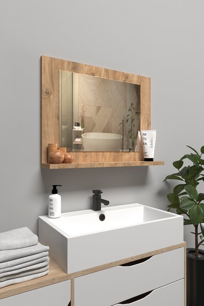 Raflı Banyo Aynası, Lavabo ve Wc Aynası, Dresuar , Koridor , Mutfak , Makyaj Modern Duvar Tipi Ayna