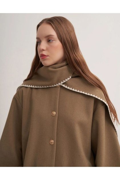 Ceyda Embroidered Cape Coat