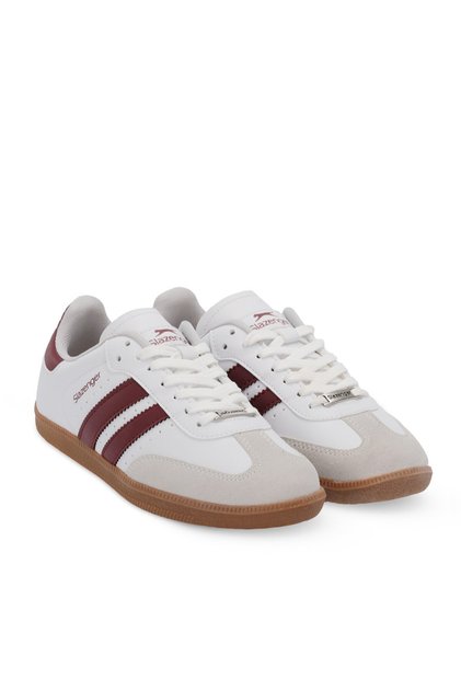 Daily Lace-Up Sneakers White/Burgundy Casual Shoes