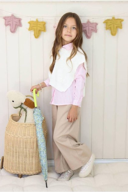 Girl's Denim Pants Knitwear Shirt 3-Piece Style Set