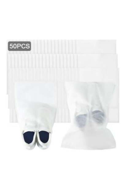 50Pcs Travel Non Woven Fabric Drawstring Storage Bags for Shoes and Purses