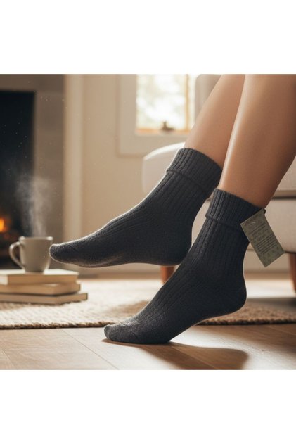%100 Doğal Yünden Kışlık Çorap – El Yapımı, Unisex, Sıcacık Konfor Çorap Erkek Kadın Çorap