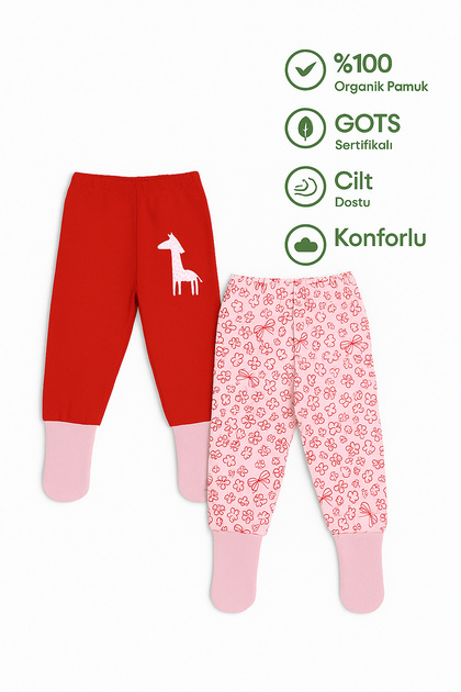 Baby&Child Organic Booties Pants Self-Socking Bottom Pajamas Seasonal Cotton Set of 2