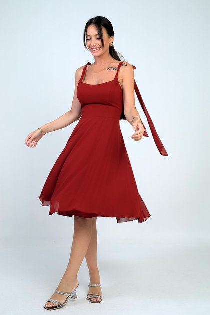 Women's Shoulder Lace-Up Lined Short Dress