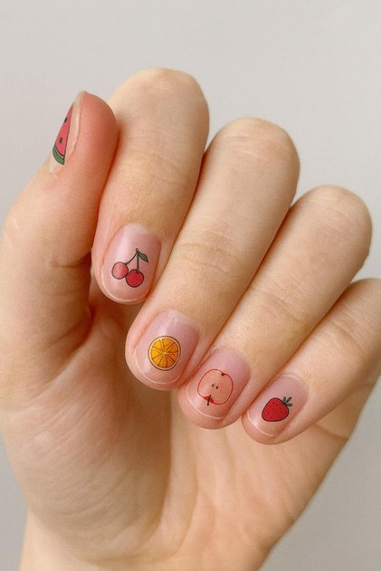 Karışık Meyve Desenli Tırnak Dövmesi Nail Art Su transferli Sticker