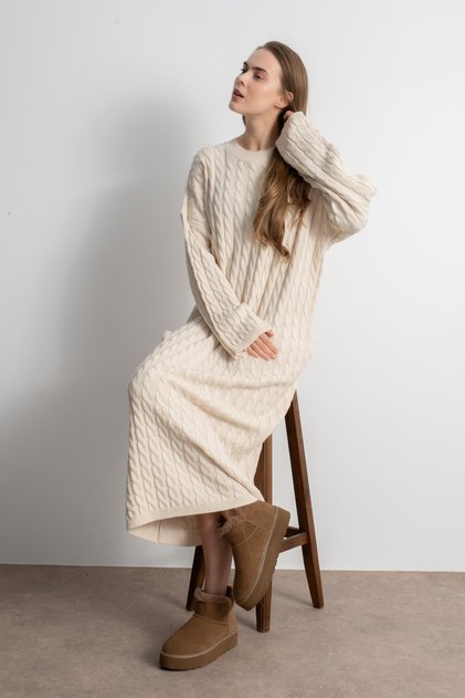 Women's Knitwear Hair Braid Long Dress