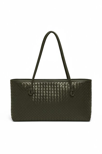 Women's Loven Long Tote Bag Green Braided