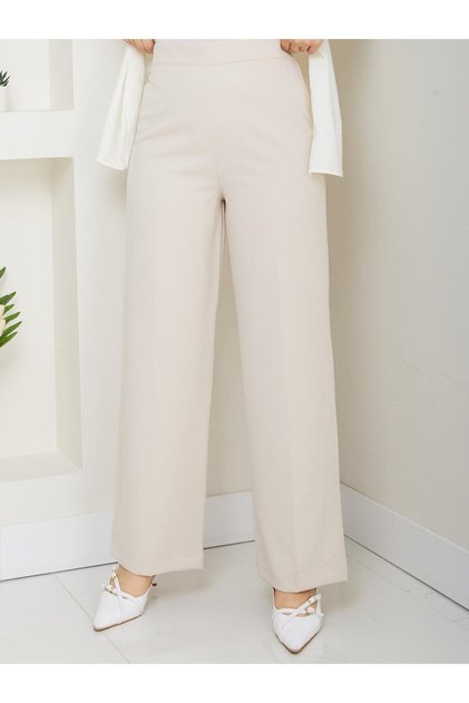 ELASTIC WAIST WIDE LEGS PANTS