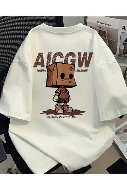 Boxed Man Printed Oversize T-Shirt