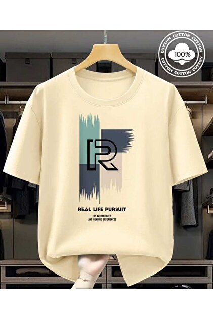 Men's Printed Cotton T-Shirt - Modern Design [R]