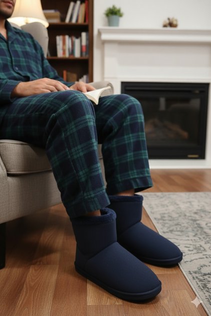 Men's Fleece-Lined Soft Silent Sole Home Boots