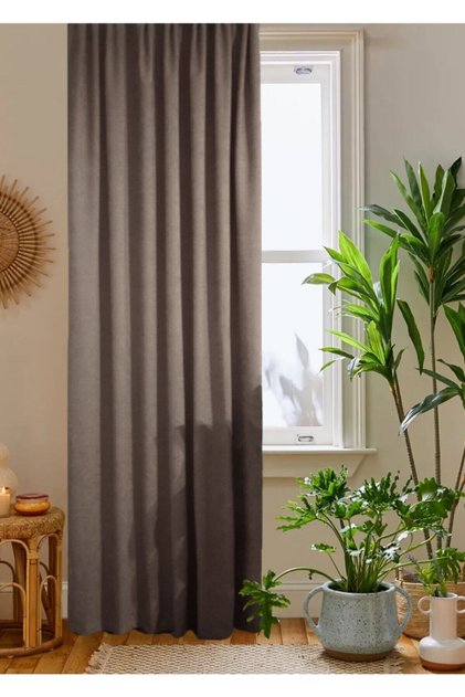 Kahve Petek Kadife Dokulu Fon Perde 140x260 Düz Dikişli Ekstrafor Büzgü