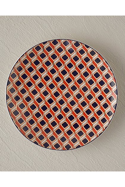 Modern Cube Bone Porcelain Pasta Plate 20 cm Orange