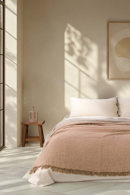 Cocoon 4 Layer Muslin Bedspread Light Cinnamon