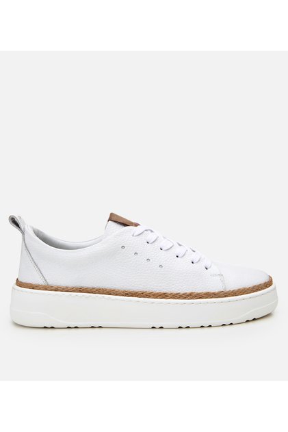 Men's Leather White Ultra Light Sole Sports Shoes