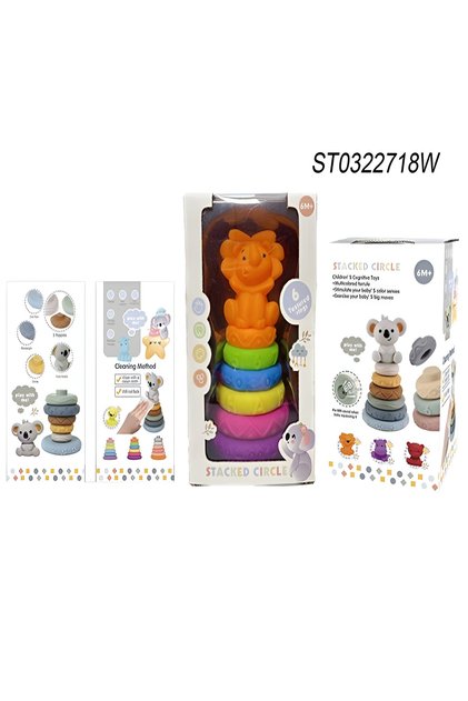 Colorful Sensory Tower Building Toy for Babies (6 Months and Up) - 6 Rings with Different Textures and Safe Material!