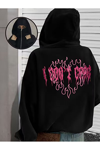 LAND MODA Kar Maskeli Ninja Unisex Sweatshirt Hırka 2iplik kalın