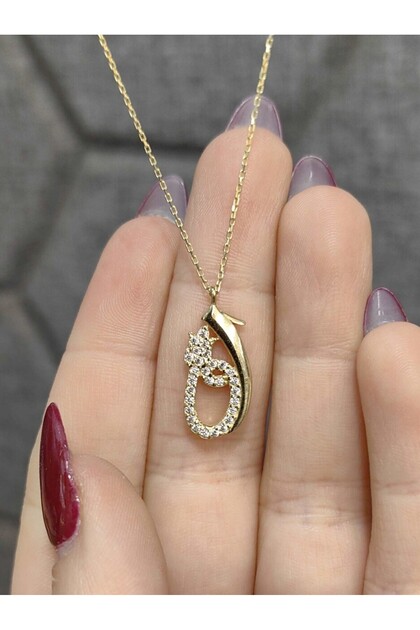 14 AYAR ELİF VE VAVLI MODEL ALTIN KOLYE KLY00202