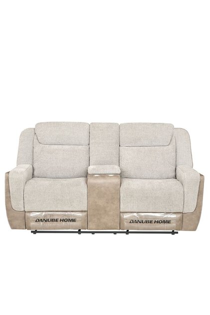 Brixx 2 Seater Fabric Recliner - L.Brown, Stylish Wood & Fabric Design, Comfortable Seating