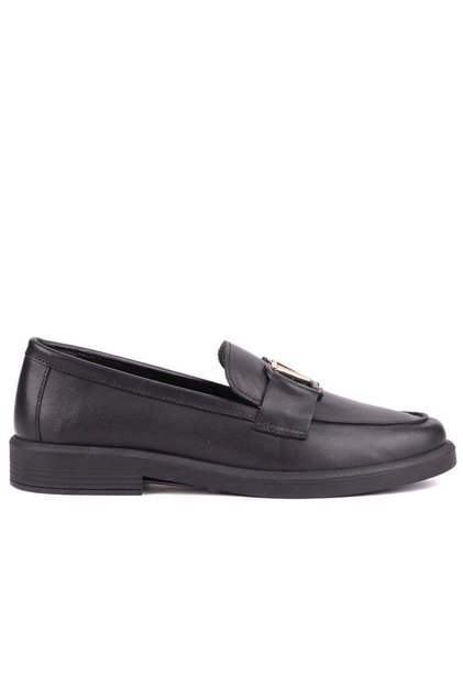 - Black Color Genuine Leather Laceless Women's Casual Shoes 261-25By042121V