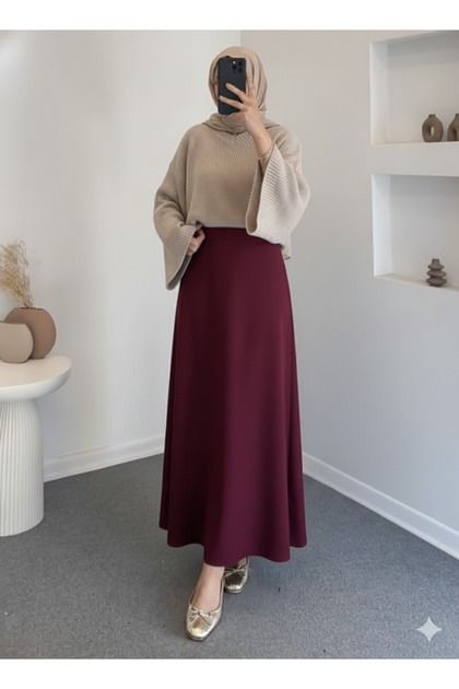 Scuba Fabric Zip-Up Modest Skirt