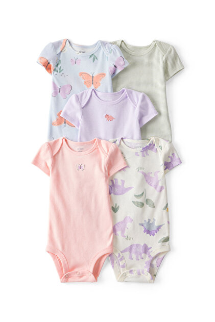 Baby Girl Short Sleeve 5-Piece Bodysuit