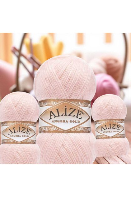 (3 Pieces) 271 Angora Gold Vest-Shawl-Cardigan-Beret-Hobby Hand Knitting Yarn 550m 100g
