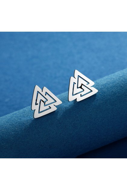 Nordic Valknut Vegvisir Design Nail Model 316L Stainless&Non-Tarnish Steel Earrings