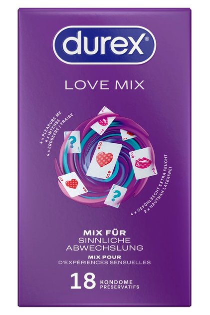Durex Love Mix Pack - 5x8 презерватива с различни видове гумиране