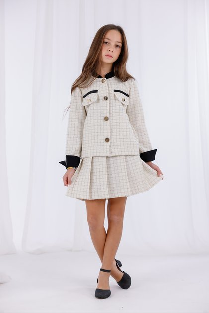 Tweed Fabric Girl's Suit