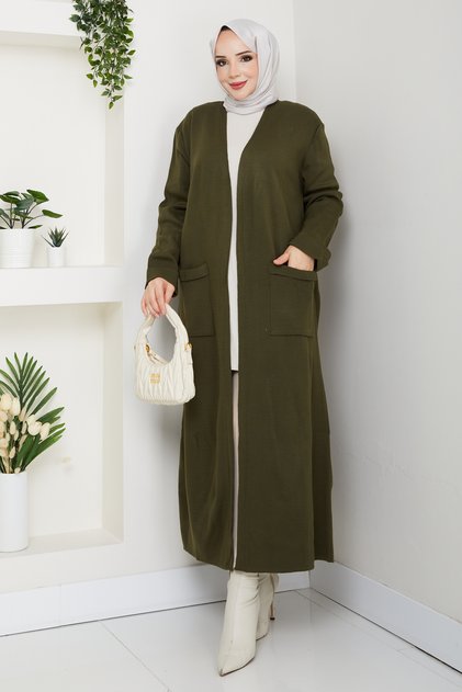 Women's Steel Mesh Pocket Long Knit Cardigan