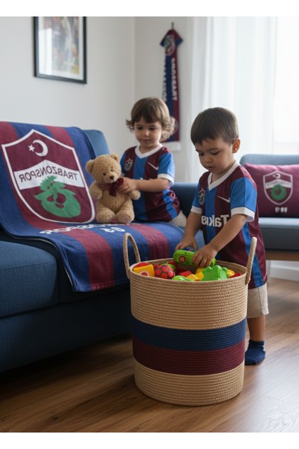 Jute Fan Basket Large Volume Organizer in Champions' Colors