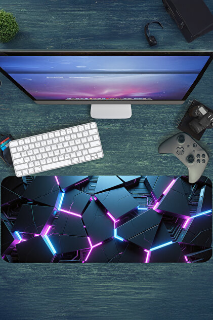 urzuva Neon Grid 90x40 4MM Kalınlık Premium Gaming oyuncu mousepad